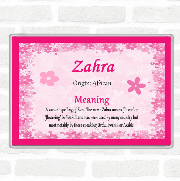 Zahra Name Meaning Jumbo Fridge Magnet Pink