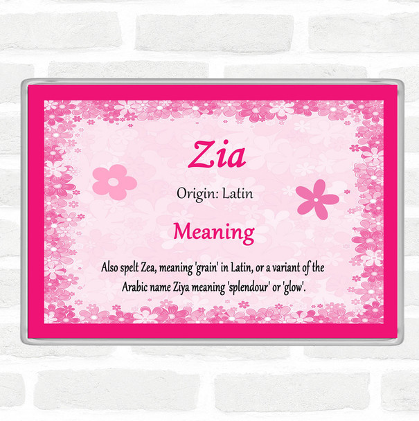 Zia Name Meaning Jumbo Fridge Magnet Pink