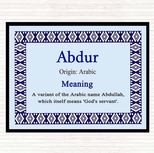 Abdur Name Meaning Mouse Mat Pad Blue