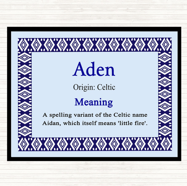 Aden Name Meaning Mouse Mat Pad Blue