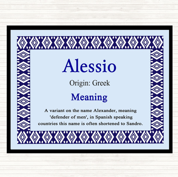 Alessio Name Meaning Mouse Mat Pad Blue