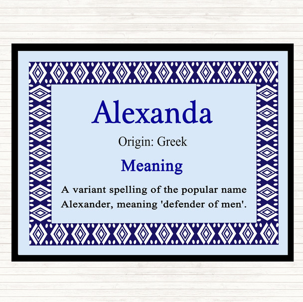 Alexanda Name Meaning Mouse Mat Pad Blue
