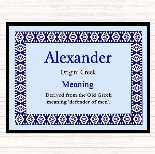 Alexander Name Meaning Mouse Mat Pad Blue