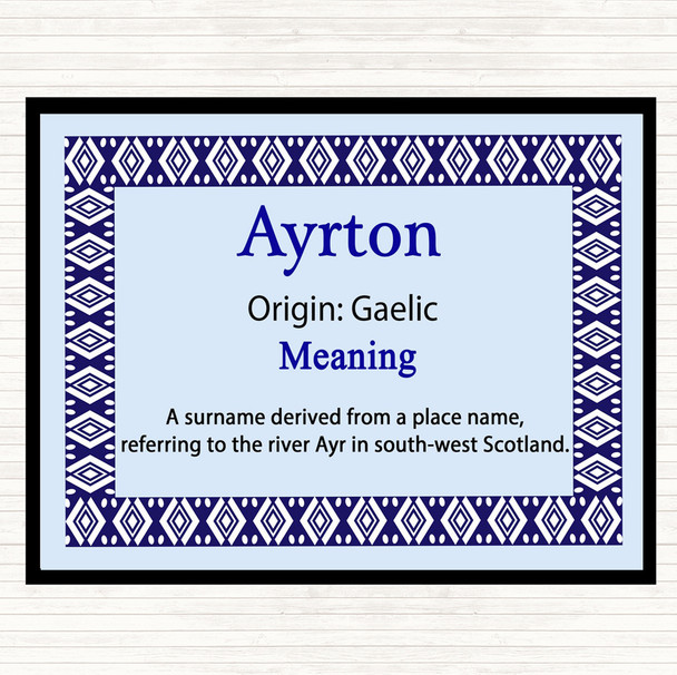 Ayrton Name Meaning Mouse Mat Pad Blue