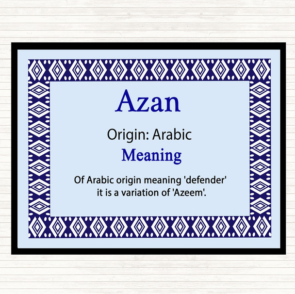 Azan Name Meaning Mouse Mat Pad Blue