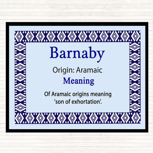 Barnaby Name Meaning Mouse Mat Pad Blue