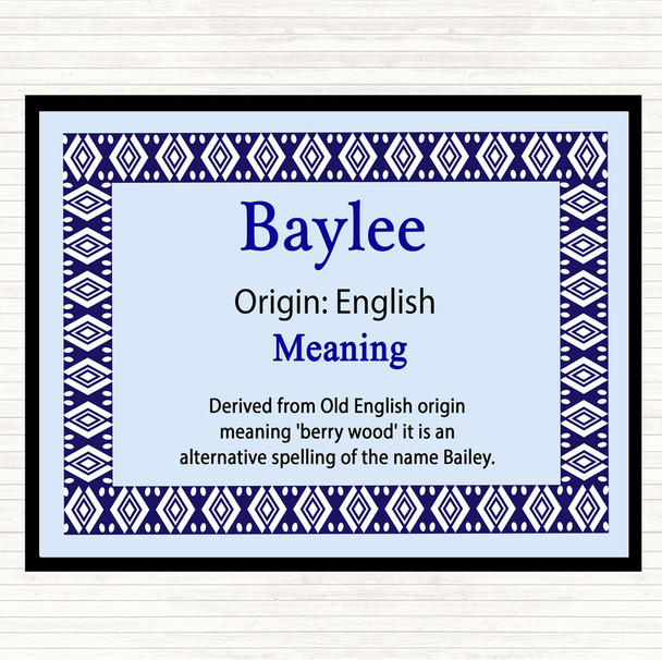 Baylee Name Meaning Mouse Mat Pad Blue