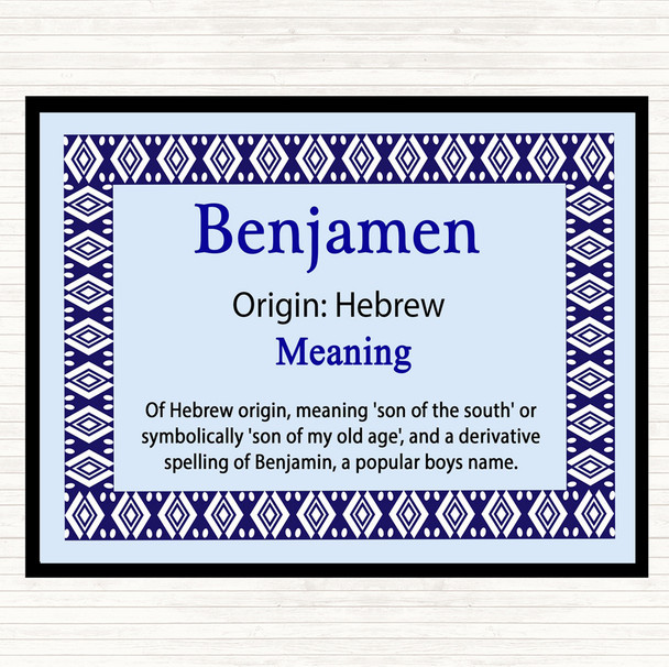 Benjamen Name Meaning Mouse Mat Pad Blue