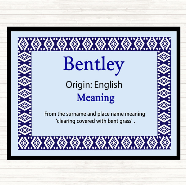 Bentley Name Meaning Mouse Mat Pad Blue