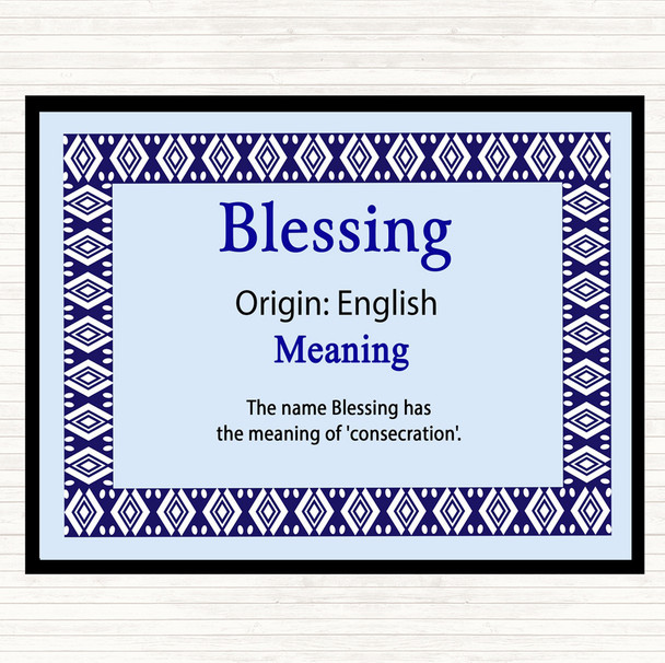 Blessing Name Meaning Mouse Mat Pad Blue