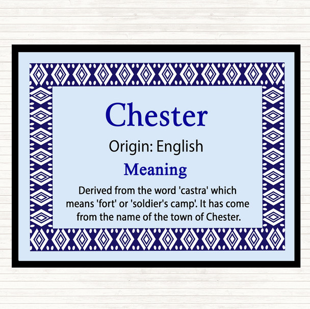 Chester Name Meaning Mouse Mat Pad Blue