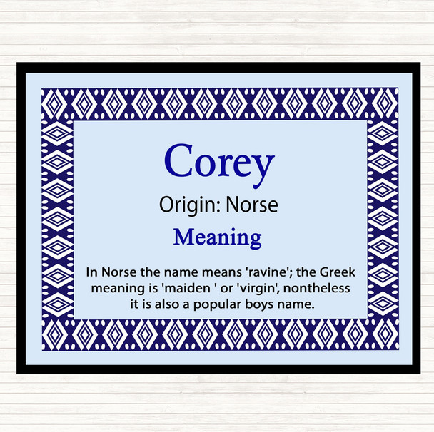 Corey Name Meaning Mouse Mat Pad Blue