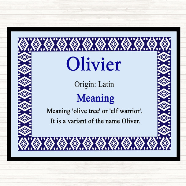 olivier Name Meaning Mouse Mat Pad Blue