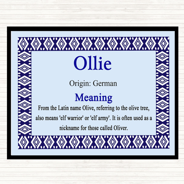 Ollie Name Meaning Mouse Mat Pad Blue