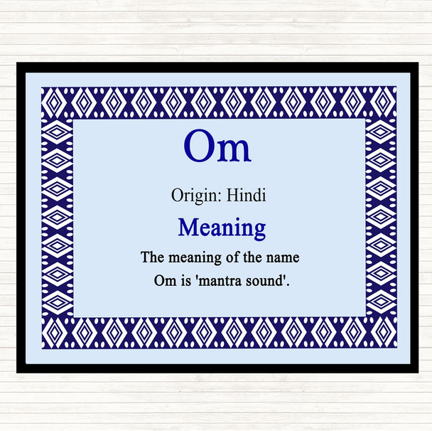 Om Name Meaning Mouse Mat Pad Blue