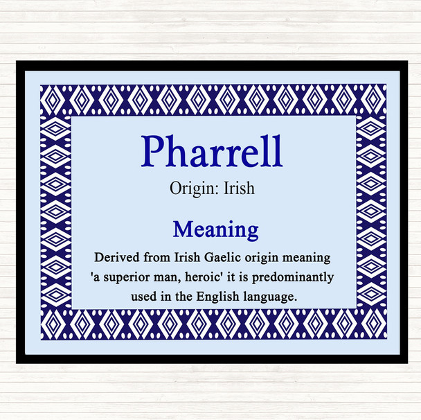 Pharrell Name Meaning Mouse Mat Pad Blue