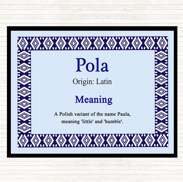 Pola Name Meaning Mouse Mat Pad Blue