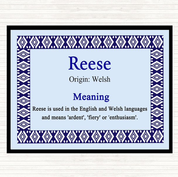 Reese Name Meaning Mouse Mat Pad Blue