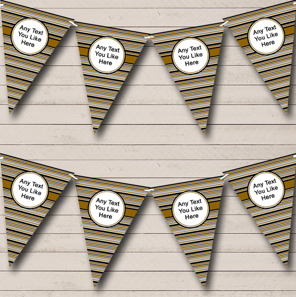 Brown White And Black Stripes Personalised Retirement Party Bunting