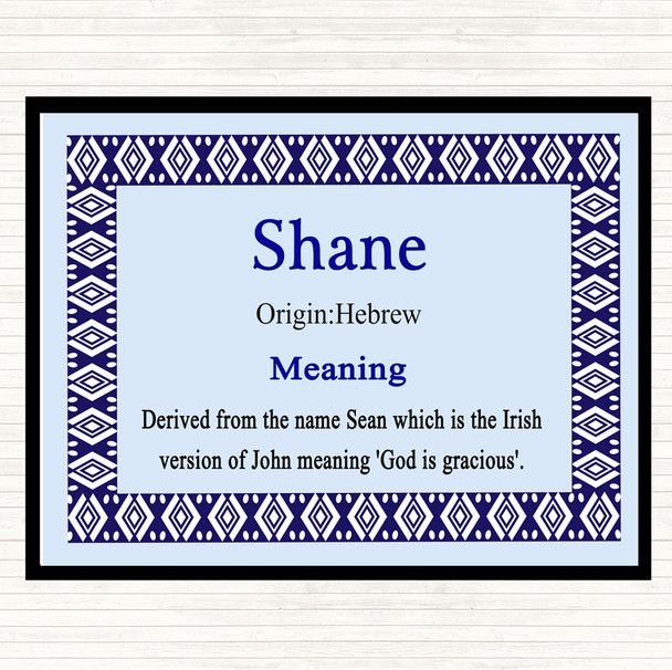 Shane Name Meaning Mouse Mat Pad Blue