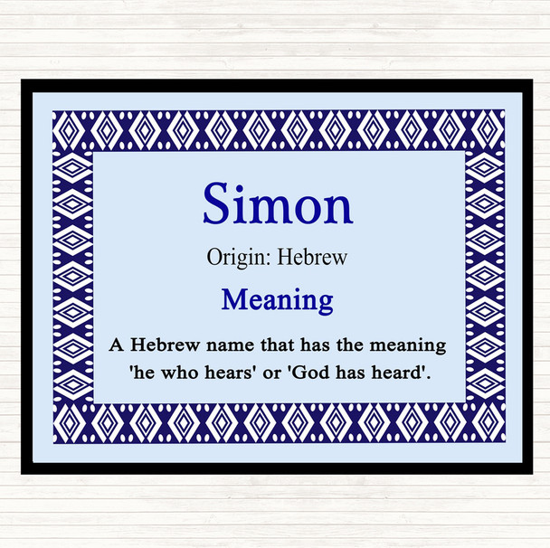 Simon Name Meaning Mouse Mat Pad Blue
