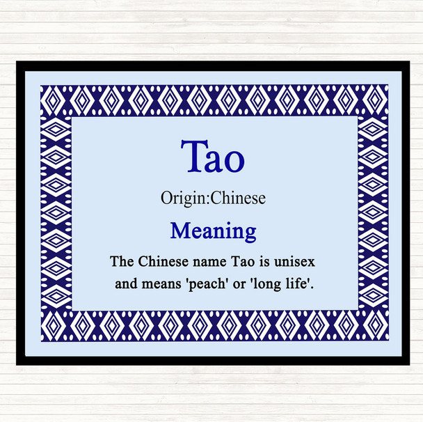 Tao. Name Meaning Mouse Mat Pad Blue