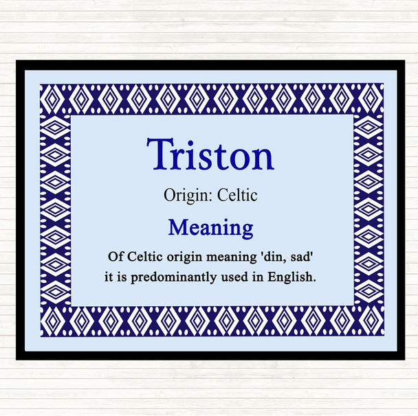 Triston Name Meaning Mouse Mat Pad Blue