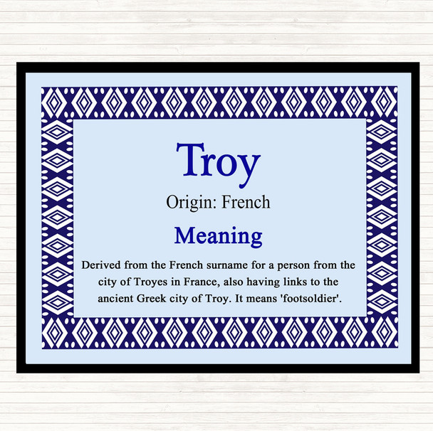 Troy Name Meaning Mouse Mat Pad Blue