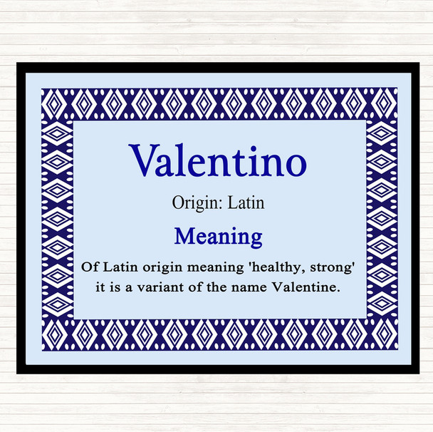 Valentino Name Meaning Mouse Mat Pad Blue