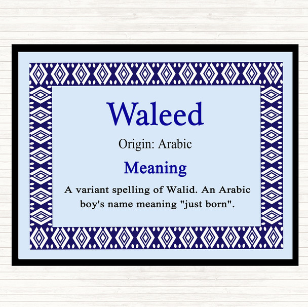 Waleed Name Meaning Mouse Mat Pad Blue