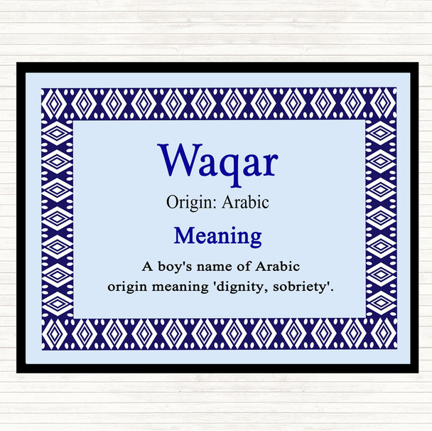 Waqar Name Meaning Mouse Mat Pad Blue