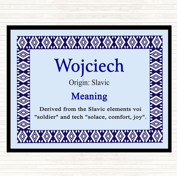 Wojciech Name Meaning Mouse Mat Pad Blue