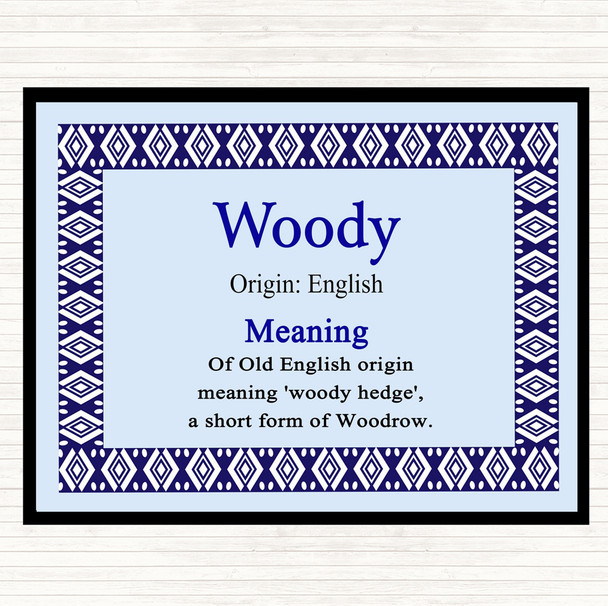 Woody Name Meaning Mouse Mat Pad Blue