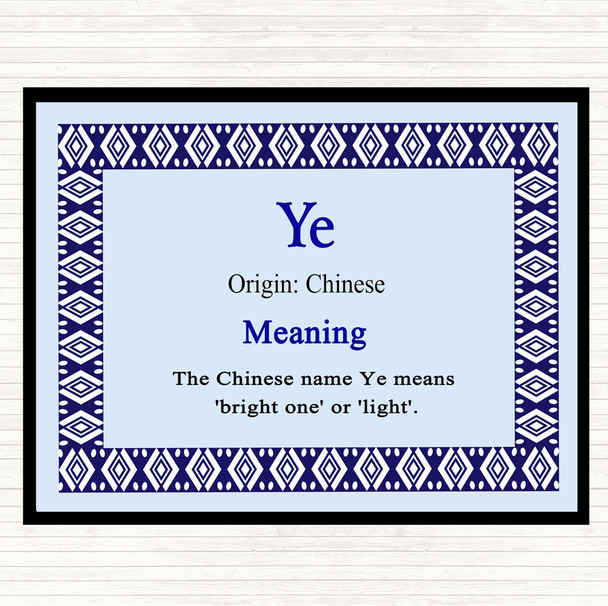 Ye Name Meaning Mouse Mat Pad Blue