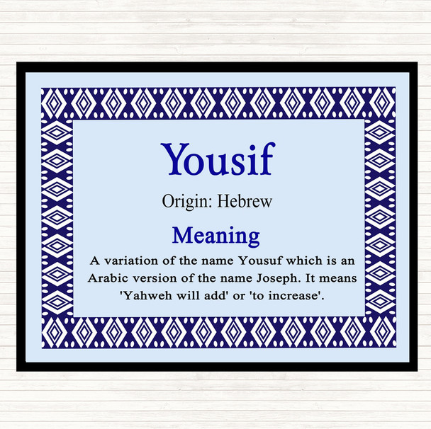 Yousif Name Meaning Mouse Mat Pad Blue