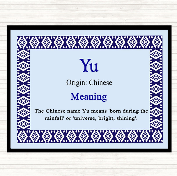 Yu Name Meaning Mouse Mat Pad Blue