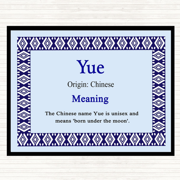 Yue Name Meaning Mouse Mat Pad Blue