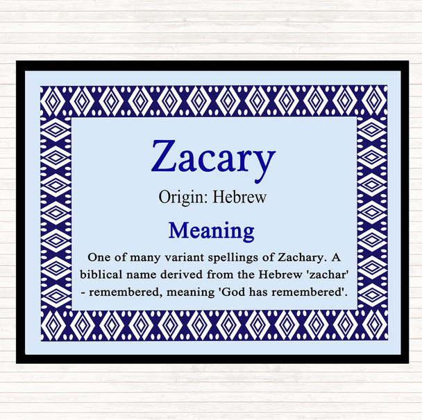 Zacary Name Meaning Mouse Mat Pad Blue