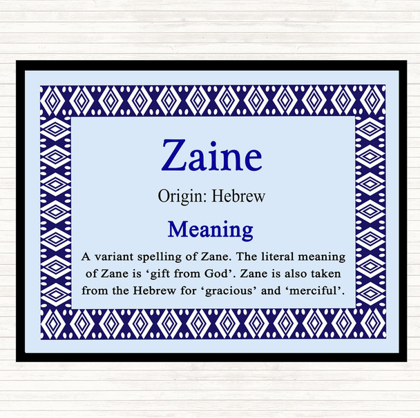Zaine Name Meaning Mouse Mat Pad Blue