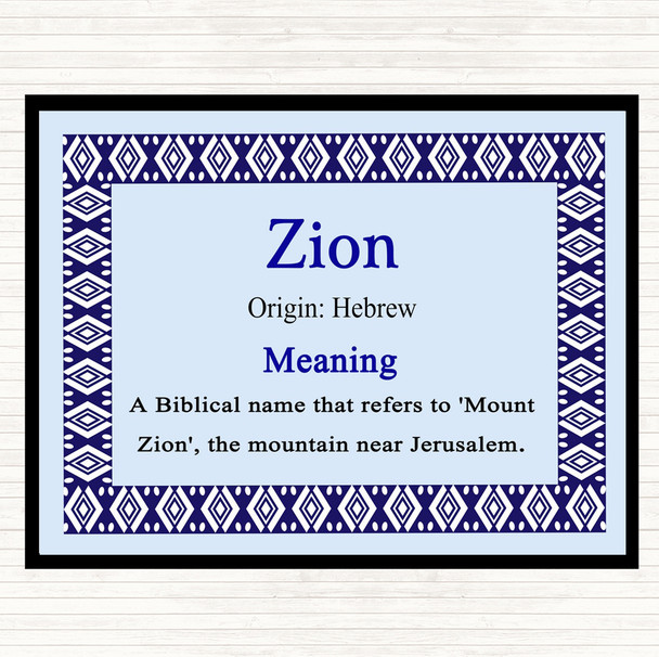 Zion Name Meaning Mouse Mat Pad Blue