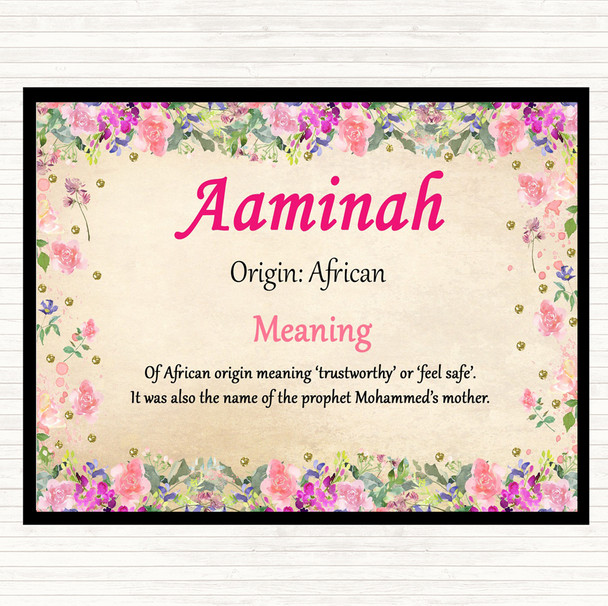 Aaminah Name Meaning Mouse Mat Pad Floral