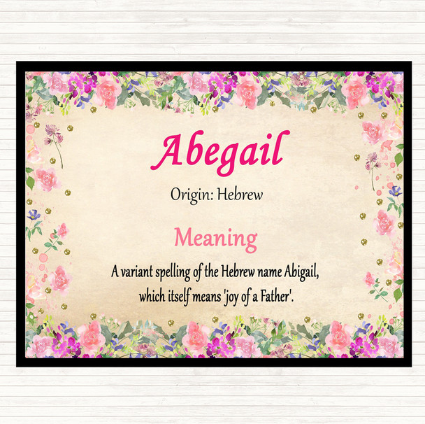 Abegail Name Meaning Mouse Mat Pad Floral