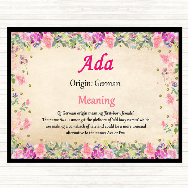 Ada Name Meaning Mouse Mat Pad Floral