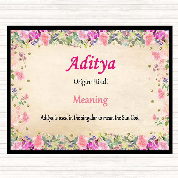 Aditya Name Meaning Mouse Mat Pad Floral