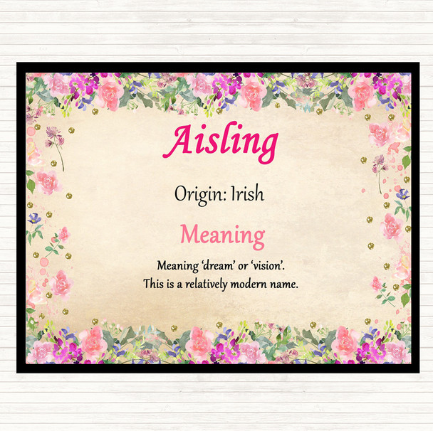 Aisling Name Meaning Mouse Mat Pad Floral