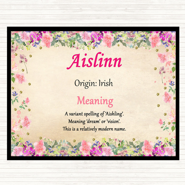 Aislinn Name Meaning Mouse Mat Pad Floral