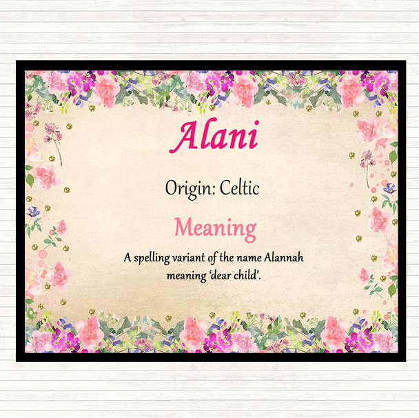 Alani Name Meaning Mouse Mat Pad Floral