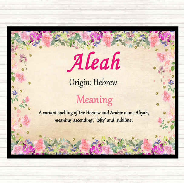 Aleah Name Meaning Mouse Mat Pad Floral