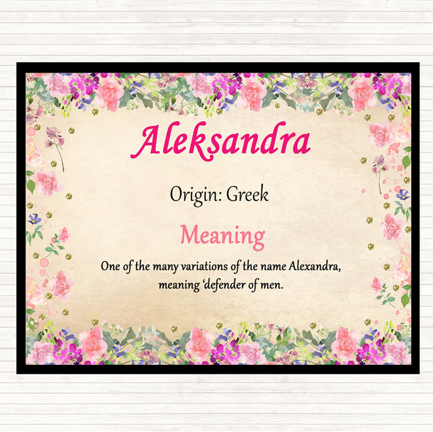Aleksandra Name Meaning Mouse Mat Pad Floral