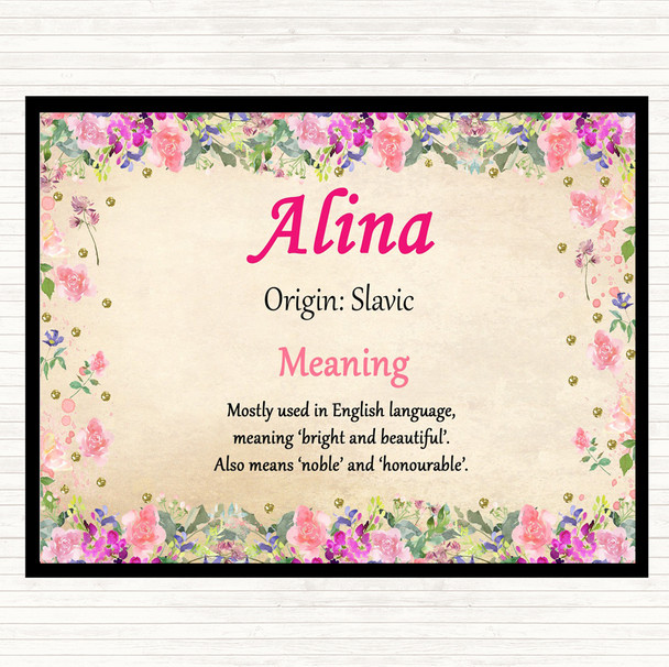 Alina Name Meaning Mouse Mat Pad Floral